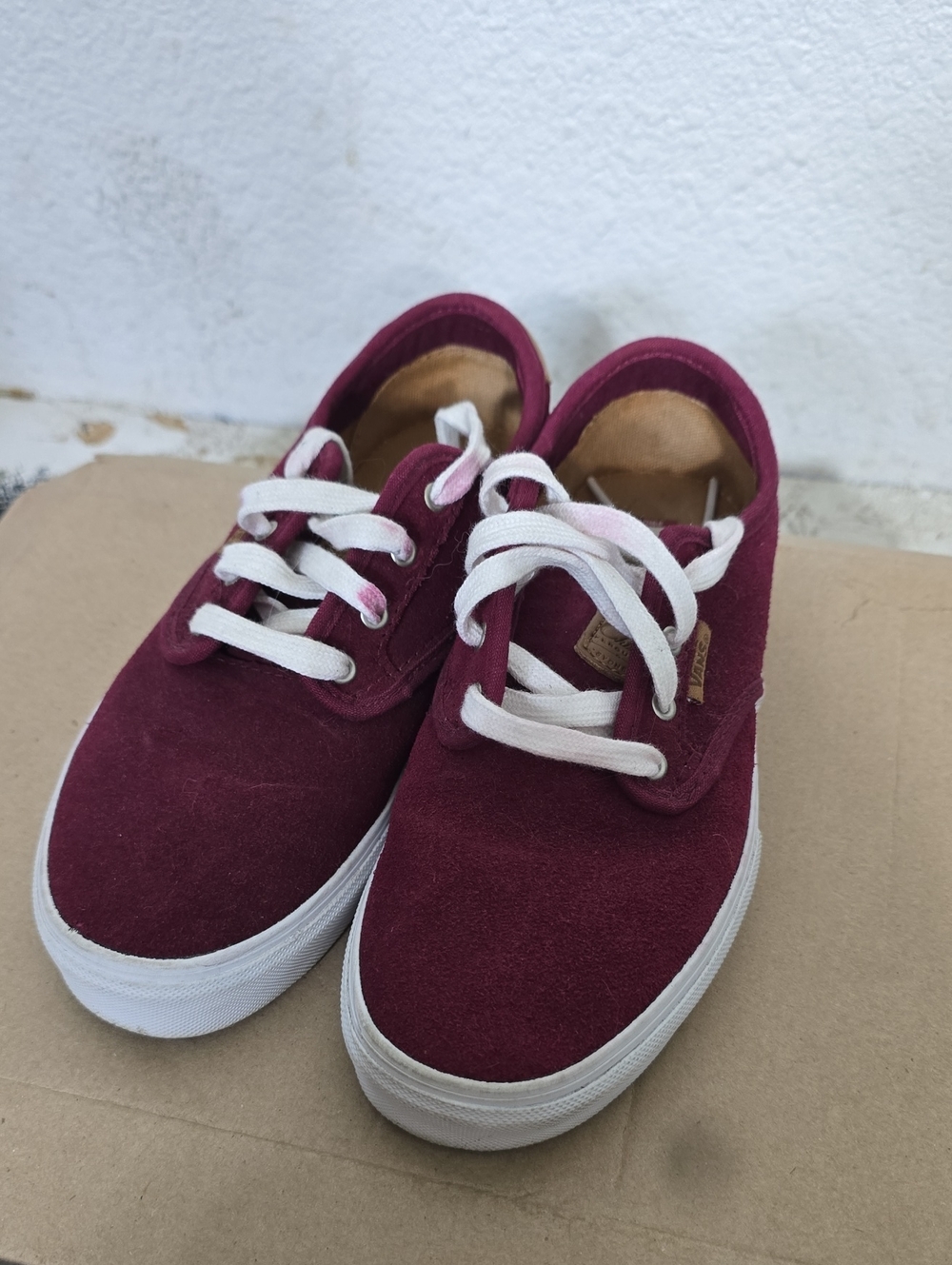 Kids Burgundy Canvas Lace-Up Sneakers